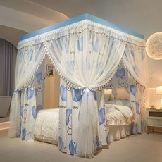 宮廷風公主蚊帳 三門落地蚊帳 防蚊帳篷 雙人床蚊帳, 幻城-粉紅兔,支架一套