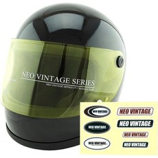 NEO 빈티지 VT-7 레트로 오토바이헬멧 풀페이스 L 59~60cm, Size M, 블랙 x 노란 쉴드