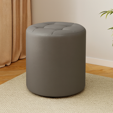 솜솜스퀘어 튼튼한 심플 고급 가죽 원형 스툴, 1개, 그레이