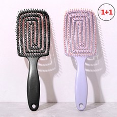 별오점 1+1 젖은 엉킨 머리 브러쉬 뿌리볼륨 빗, 1개, 블랙+퍼플