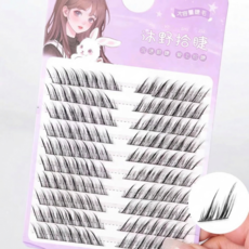 여우 속눈썹 연장 눈꼬리 가닥 인조 부분 대용량 9-12mm, 1개, 블랙