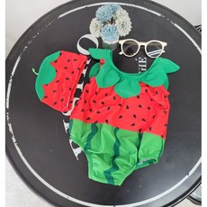 로이앤한나 수박 남아 여아 귀여운 아기 수영복세트 올인원수영복