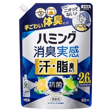 Kao 花王 Humming 強效除臭衣物柔軟精 汗水油膩異味專用 清新柑橘香 補充包, 1個, 930ml