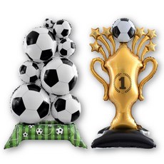 스마일파티 축구 트로피 스탠딩 생일 파티 이벤트 풍선, 1세트, 축구공+트로피2종 1세트, 축구공+트로피2종