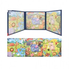 h37 레벨 폴딩 자석놀이 퍼즐 책 정글 STEP3 903-3r 61피스 그림 직소 어린이집 유치원 교재 교구, 1개