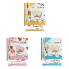Power Crunch 파워 크런치 프로틴 와퍼바 땅콩버터 딸기 프렌치 바닐라 12p 480g, 3개