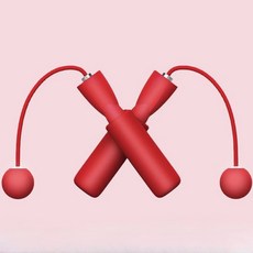 작은 공 줄넘기 남녀공용 피트니스 훈련 및 조절 가능한 줄넘기 1 세트, 빨간색, 빨간색