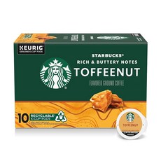 Starbucks K-Cup 커피 포드 큐리그 브루어용 호박 스파이스 천연 맛 커피 100% 아라비카 한정판 6박스 (총 60개), 토피넛, 토피넛