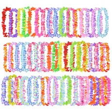 10/20/50pcs 하와이 꽃 화환 목걸이 여름 열대 생일 파티 장식 루아 결혼식 인공 레이, 1)Random Mix