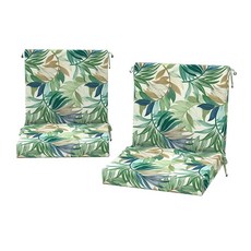 DYTXIII 야외 미드백 의자 쿠션 2개 세트 50.8 x 43.2cm2-20 17인치 방수 및 변색 방지 파티오 시트 쿠션 고탄력 폼 다이닝용 미끄럼 타이 발코니 가, 러쉬 리프 그린