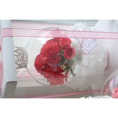 티아라 아크릴 꽃풍선 실크플라워 조화 어버이날 스승의날 로즈데이 여자친구 남자친구 생일 기념일 프로포즈 선물 환갑 칠순 잔치, 레드, 1개