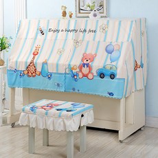 피아노 먼지 커버 가구커버 걸상커버(58 북유럽 방진 가리개 38cm) 1인용 덮개 칠색어, 범용 피아노 커버+2인용 의자 커버, 1개, 피코크블루 동물 왕국 엠보