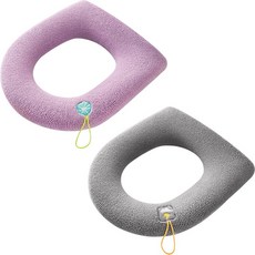 時尚夥伴 可水洗超細纖維黏貼式保暖馬桶坐墊套 2件組, 粉紅色+灰色, 2套