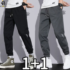 BIKASU 1+1 남성 빅사이즈 밴딩 카고바지 사계절 캐주얼 조거팬츠 작업복바지