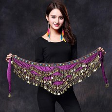 밸리댄스 의상 공연 연습용 동양 및 인도 밸리 댄스 동전 벨트 힙 스카프 황금 액세서리 춤추는, 자주색, 무료 크기, 없음