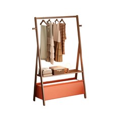 簡約設計木質衣帽架 茶色 60cm x 38cm x 155cm 附層架, 愛馬仕橙