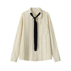 스트라이프 셔츠 타이 세트 루즈핏 캐주얼 데일리 셔츠 봄가을 남녀공용