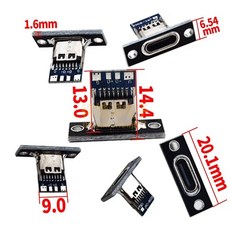 20개 USB 충전 2핀 포트 4핀 나사 커넥터 고정 타입 플레이트 소켓, 1PCS, 4Pin