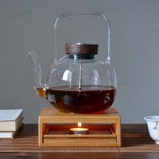 台灣出貨 竹製溫茶器 溫茶爐 茶壺加熱座 玻璃茶壺加熱底座 保溫暖茶爐壺 煮茶器 煮茶爐 蠟燭加熱底座, 竹製溫茶器,原色, 1個