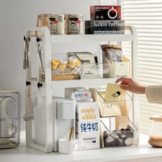 리빙공감 다용도 길이조절 싱크대 선반 데스크 정리, 2단, 화이트, 1개