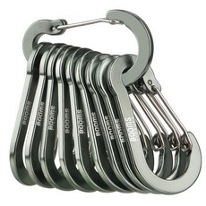 Booms Fishing CC5 다용도 카라비너 클립 10팩 5.8cm(2.3인치) 소형 미니 키체인 알루미늄 D 링 카라비너 라이트 그린, 건메탈