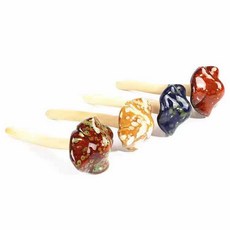 倉鼠籠蘑菇造景裝飾 陶瓷蘑菇園藝擺件 一盒4入 寵物籠裝飾 倉鼠玩具 陶瓷擺件, 1個, 1組