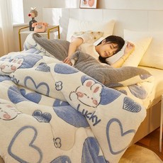 극세사이불 SS 극세사 겨울 이불 차렵이불 소파커버, 하트가 연결된
