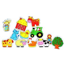 어린이집 동물농장 놀이 나무 가축 실꿰기 끼우기 완구 신체발달 입체 모형, 1개