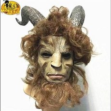MELEZU 快樂兒 角色扮演面具, 電影真人版同款美女與野獸面具頭套cosplay 萬聖節王子野獸面具牛, 1個