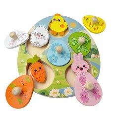 부활절 나무 페그 퍼즐 몬테소리 교육용 장난감 만 1-3세 유아용 부활절 바구니 스터퍼 파티 선물 남아 여아용, 부활절 나무 페그 퍼즐 몬테소리 교육용 장난감, 만 1