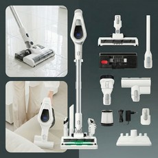 비브르 최신형 무선 청소기 흡입력 좋은 거치대 +물걸레+침구브러쉬 포함, 화이트, V17