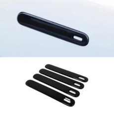 보호 스티커 섬유 블랙 실버 자동차 사이드 도어 핸들 트림 커버, 1개, 1. Black