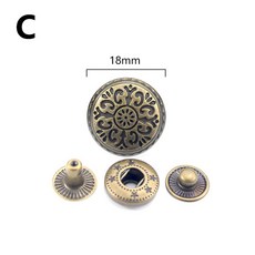 빈티지 금속 버튼 스냅 단추 프레스 스터드 바느질 버튼 가죽 공예 DIY 셔츠 의류 장식 10 세트 17mm
