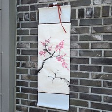 동양화 매화 꽃 그림 족자 서예 작품 두루마리 벽걸이 장식 인테리어 소품 전통, 1개