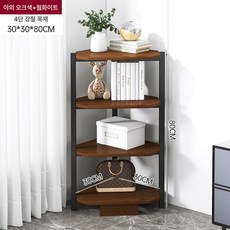 코너 수납장 침실 수납 구석장 와인 진열장 삼각 선반, 4칸 와일드오크 블랙프레임 30 30x80cm