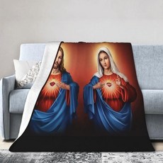 예수님의 성심 청정 마리아의 마음 방 경량 이불 따뜻한 플리스 담요를 위한 초부드러운 플러시, 60"x50"