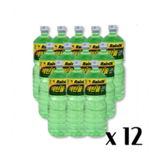 불스원 레인OK 에탄올 워셔액 1.8L x 12개입 - 그린워셔액 발수 코팅 사계절용 자동차 유리 세정제, 12개