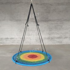 야외 원형 해먹 검정색 100cm 지름 정원 그네 야영장 놀이터 캠핑 마당 펜션, 2. 무지개 빛깔의 직경 120cm, 3박스