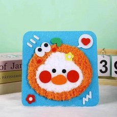 바느질 바늘과 실로 만드는 자수 인형 봉제 동물 수공예 키트 만화 펠트, 9. Duck, 1개