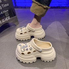 투니스 여성 패션 심플 컴포트 샌들 통굽 캐주얼 슬리퍼 10cm