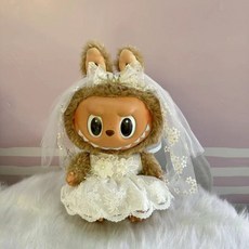 라부부 팝아트 인형옷 labubu 아기 옷 대형 인형 액세서리 헤어악세사리 공주 스커트 바지 드레스, 38cm 피복을 착용 가능, 10 크라운 웨딩 드레스 세트