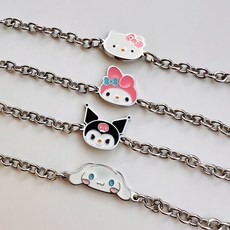 [각인가능] 산리오 미아방지 쿠로미 키티 마이멜로디 시나모롤 써지컬스틸 팔찌, 각인 없음, 1개, 써지컬