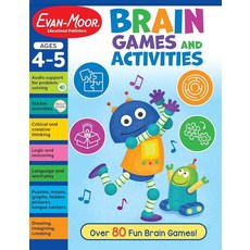 Evan-Moor Brain Games and Activities for Kids Ages 4-5 Workbook Hidden Pictures Mazes Sticker, Evan-Moor Brain Games and Acti