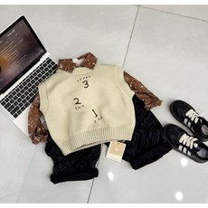 童趣小姐童裝 數字針織背心三件套 韓系學院風 小童／中童 秋冬穿搭