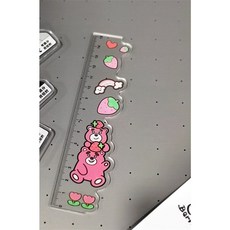 卡通造型15公分直尺 學生文具 可愛草莓熊小熊維尼龍貓圖案, 1個, 草莓熊