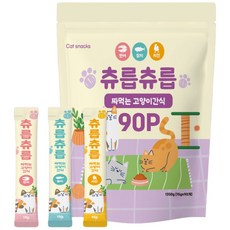 츄릅츄릅 짜먹는 고양이간식 90스틱 혼합팩 헤어볼케어, 치킨 30p+연어 30p+참치30p, 15g, 90개