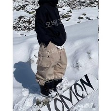 스노보드바지 스노우팬츠 남녀공용 방수 방풍 빈티지 패션 데일리 오버핏, XL, 베이지