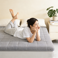 퓨어몰링 체크 메모리폼 매트리스 접이식 침대 바닥 토퍼