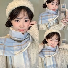 로자벨 윈터블룸 체크 머플러 목도리, 바다소금치즈, 1개