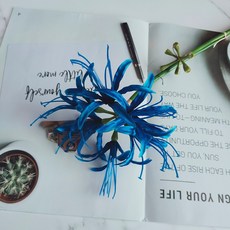 佛花彼岸花仿真花/蔓珠莎華/曼珠沙華/曼珠紗蓮/陰陽花/佛花/紅花石蒜/相思花/仿真花束/拜拜花/拍照道具 - 台灣現貨, 1個, 大彼岸花(寶藍)1花1苞